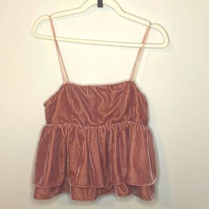 Urban Outfitters Velvet Baby Doll Tiered Spaghetti Strap Tank Top Size M